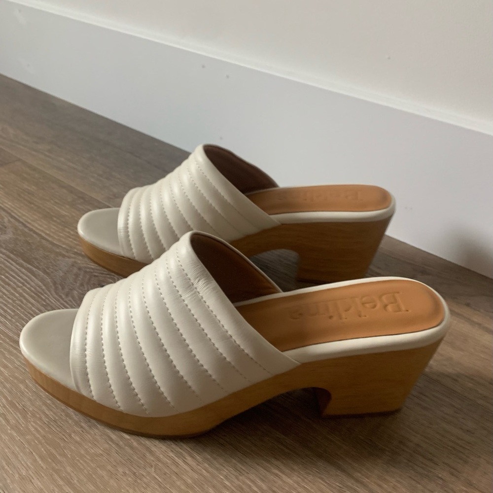 Beklina New In Box Ribbed open toe clog heels